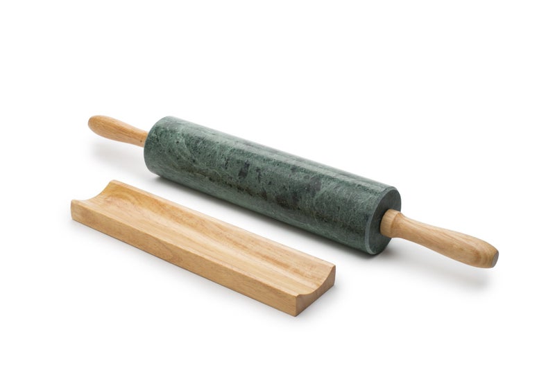 Fox Run Marble Rolling Pin and Base, Green 2.5 x 18 x 3 inches - Image 2